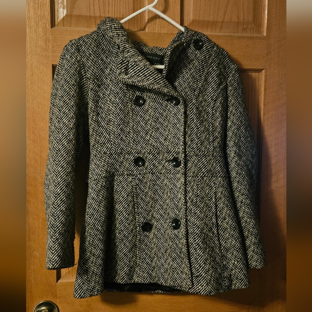 Anne Klein Black and Gray Pea Coat